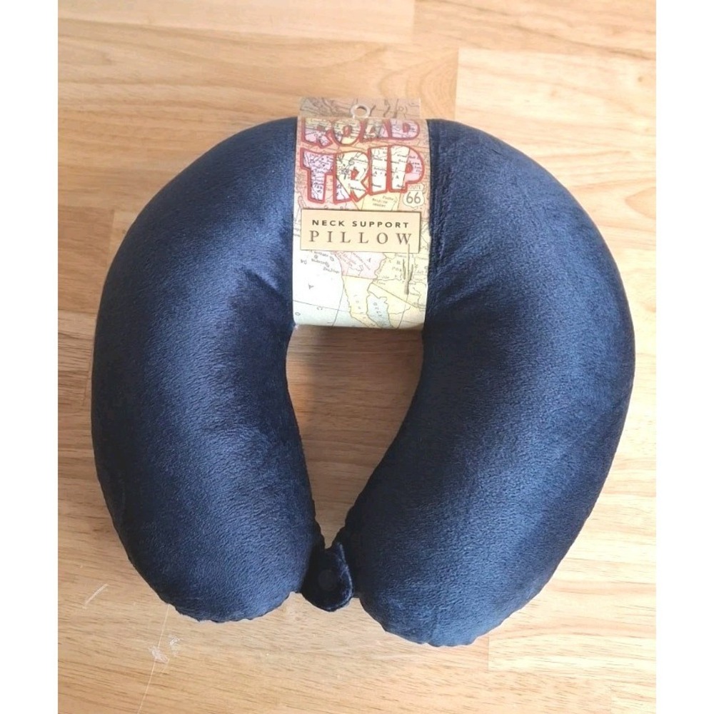 Navy Blue U Shaped Travel Pillow Neck Support Head Rest Airplane Sleep Cushion